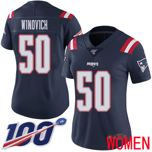 New England Patriots Football #50 100th Season Limited Navy Blue Women Chase Winovich NFL Jersey->youth nfl jersey->Youth Jersey